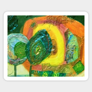 colourful abstract in yellow, green and orange Sticker